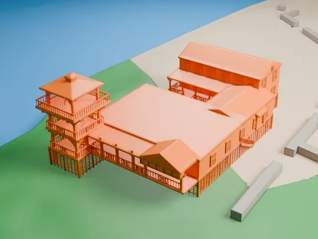 Milford Point Hotel model, South view