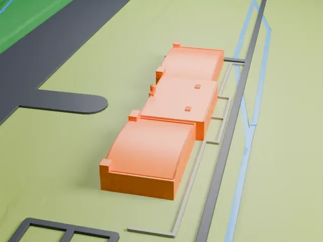 Military Aviation Museum Hangars model, East view