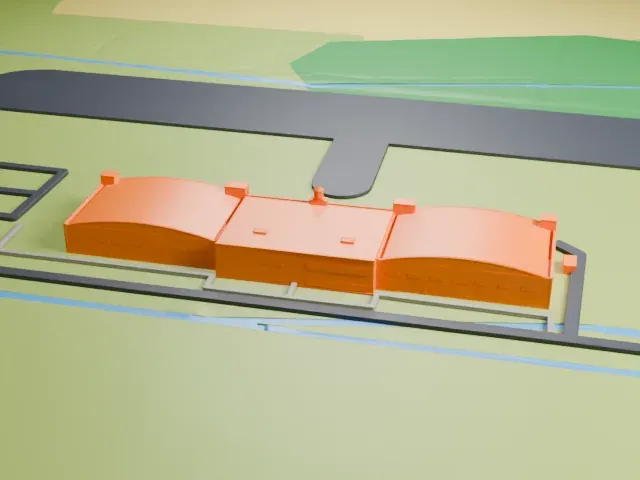 Military Aviation Museum Hangars model, North view