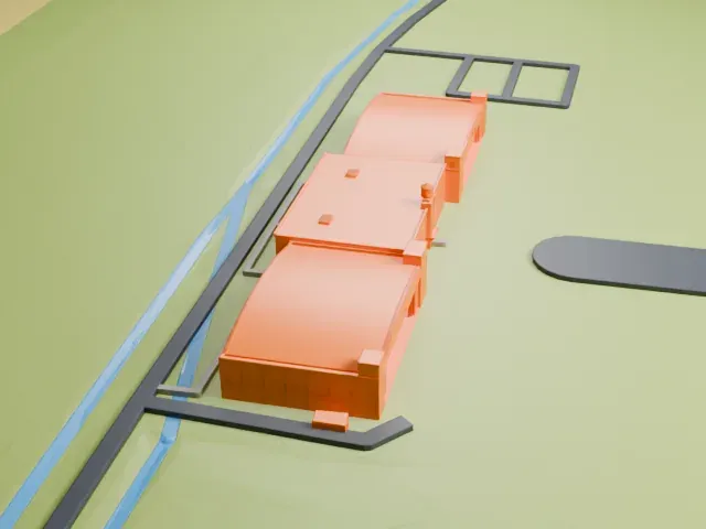 Military Aviation Museum Hangars model, West view