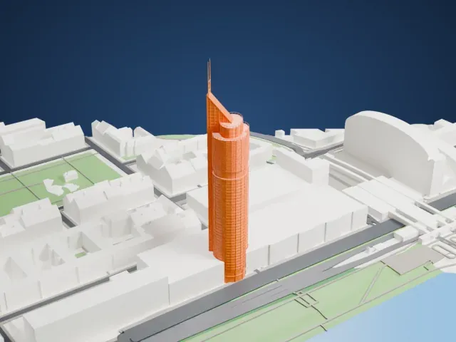 Millennium Tower (Vienna) model, East view