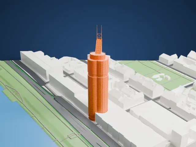 Millennium Tower (Vienna) model, North view