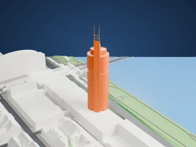 Millennium Tower (Vienna) model, South view