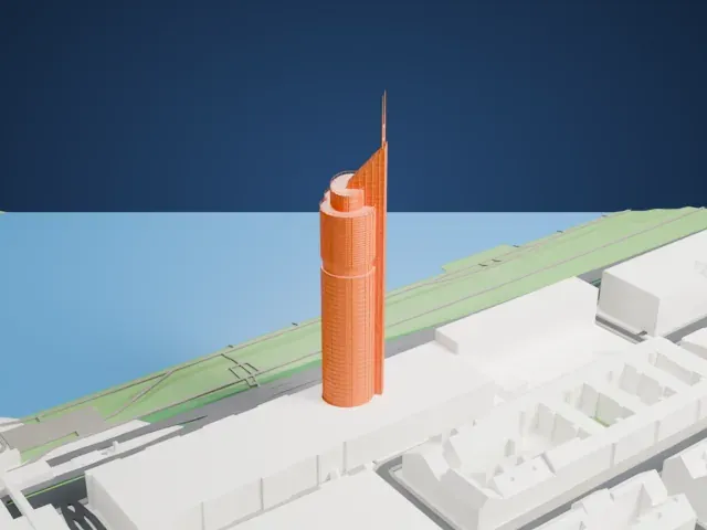 Millennium Tower (Vienna) model, West view