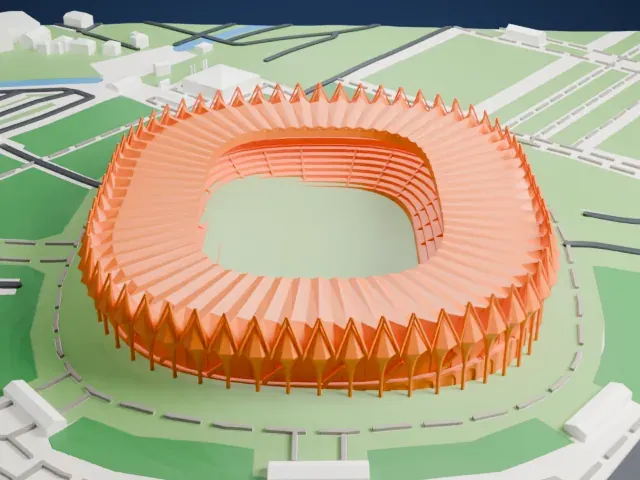 Milliy Stadium model, North view