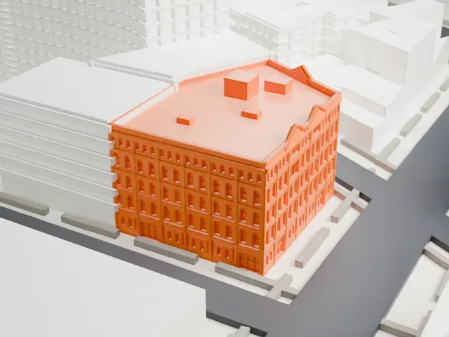 Mink Building model, North view