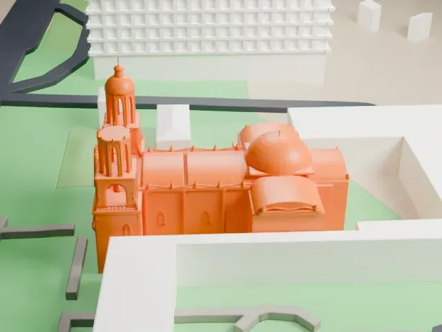 Mission San Xavier del Bac model, East view