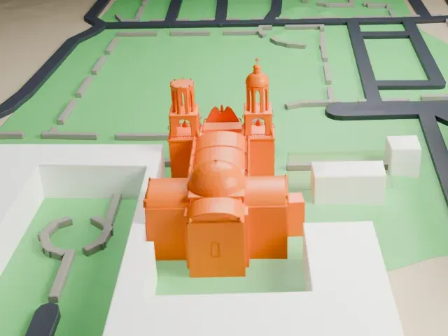 Mission San Xavier del Bac model, North view