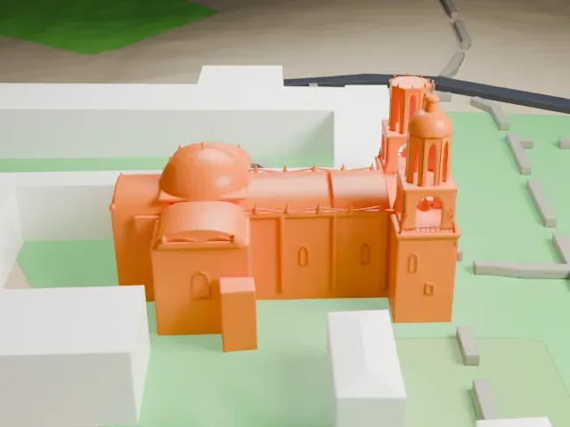 Mission San Xavier del Bac model, West view