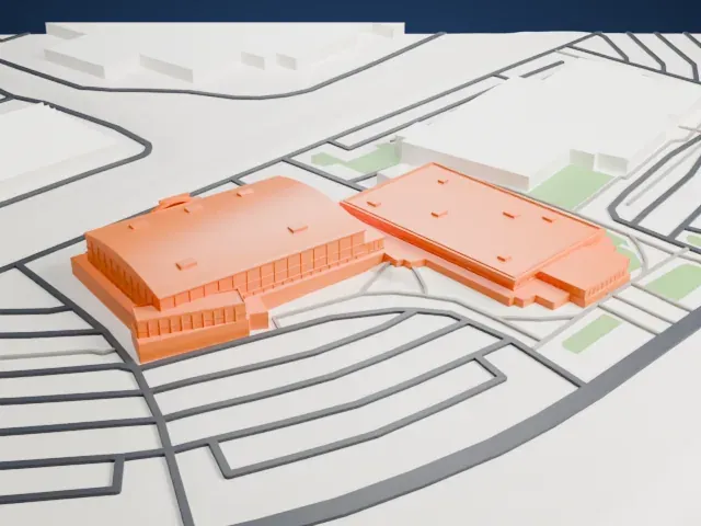 Mississauga Sports and Entertainment Centre model, East view