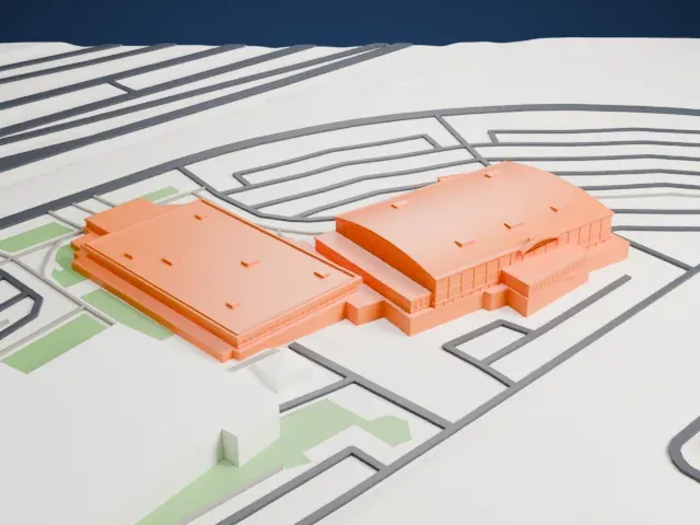 Mississauga Sports and Entertainment Centre model, West view