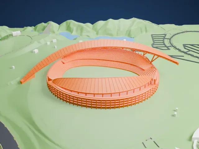 Miyagi Stadium model, East view