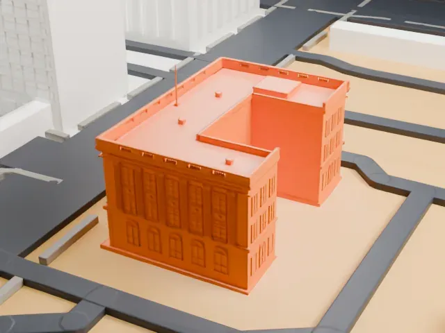 Mob Museum model, East view