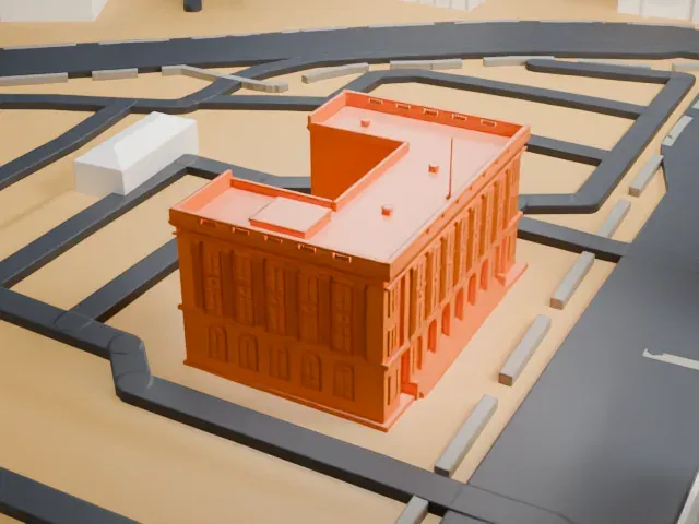 Mob Museum model, West view
