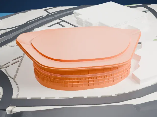 Moda Center model, East view