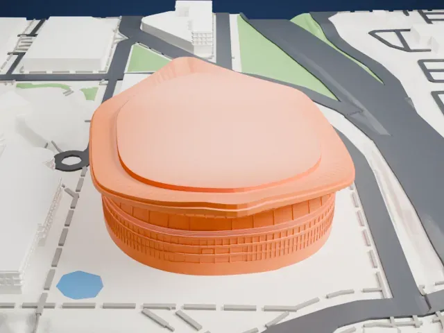 Moda Center model, South view