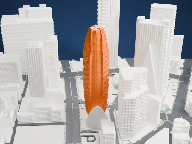 Mode Gakuen Cocoon Tower model, East view