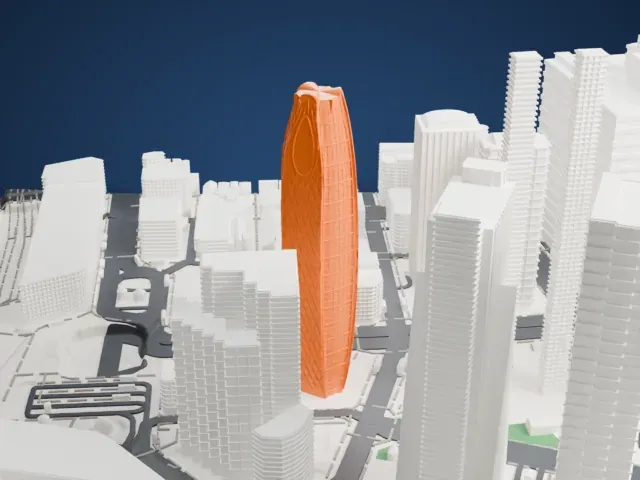 Mode Gakuen Cocoon Tower model, North view