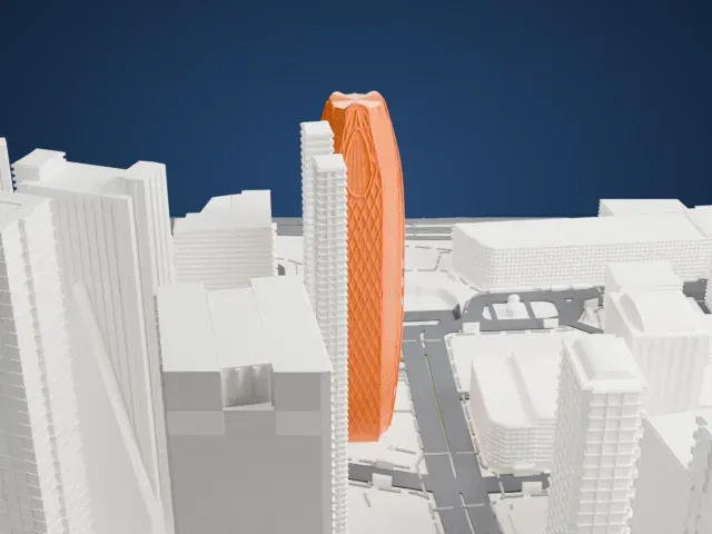 Mode Gakuen Cocoon Tower model, West view