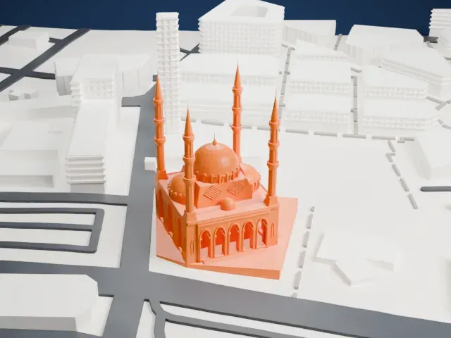 Mohammad Al-Amin Mosque model, East view
