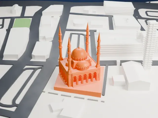 Mohammad Al-Amin Mosque model, North view