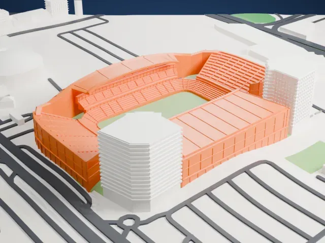 Mohammed bin Zayed Stadium model, East view