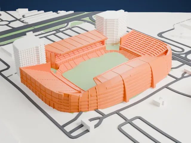 Mohammed bin Zayed Stadium model, West view