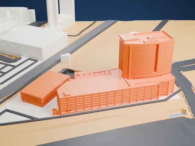 Molasky Corporate Center model, North view
