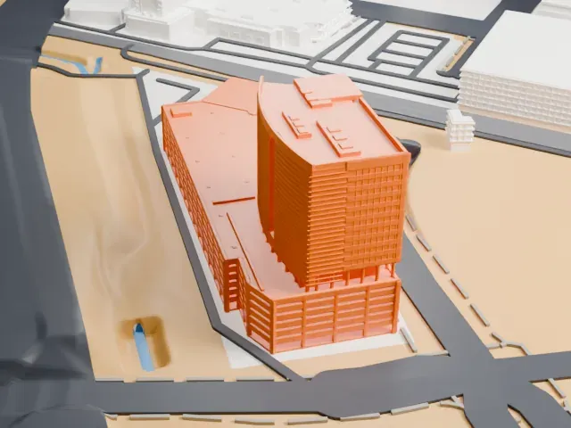 Molasky Corporate Center model, West view
