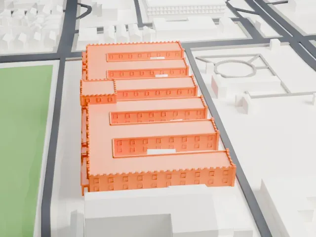 Moncada Barracks model, North view