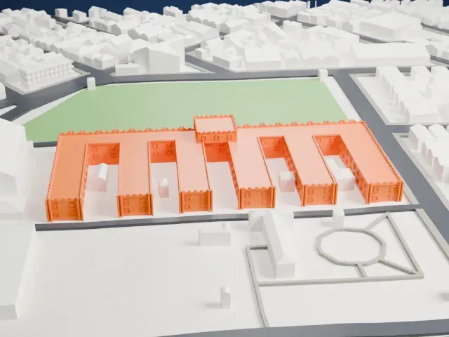 Moncada Barracks model, West view