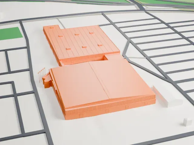 Moncton Coliseum model, North view