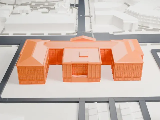 Monroe School model, East view