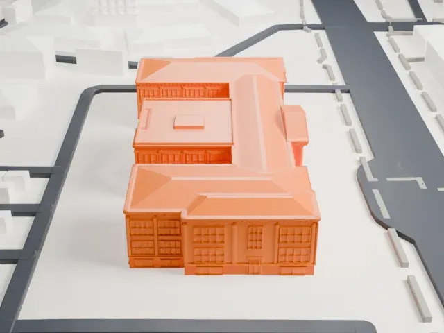 Monroe School model, North view
