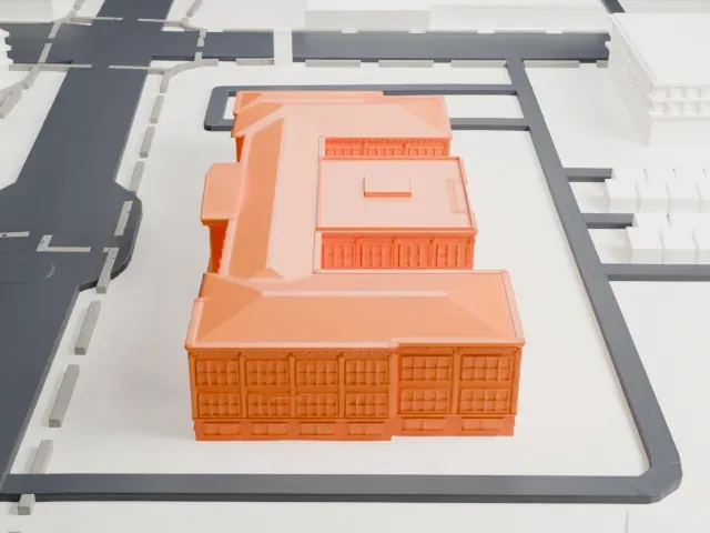 Monroe School model, South view