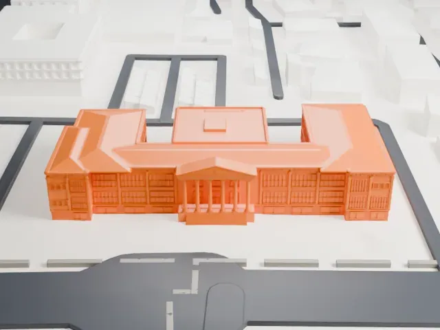 Monroe School model, West view