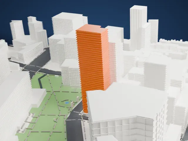 Montague–Court Building model, North view