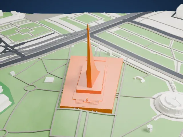 Monument to the Conquerors of Space model, South view