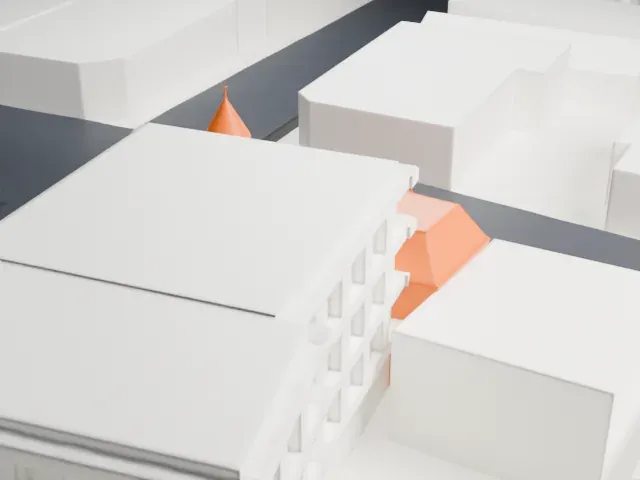 Moore's Building model, East view