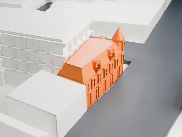 Moore's Building model, North view