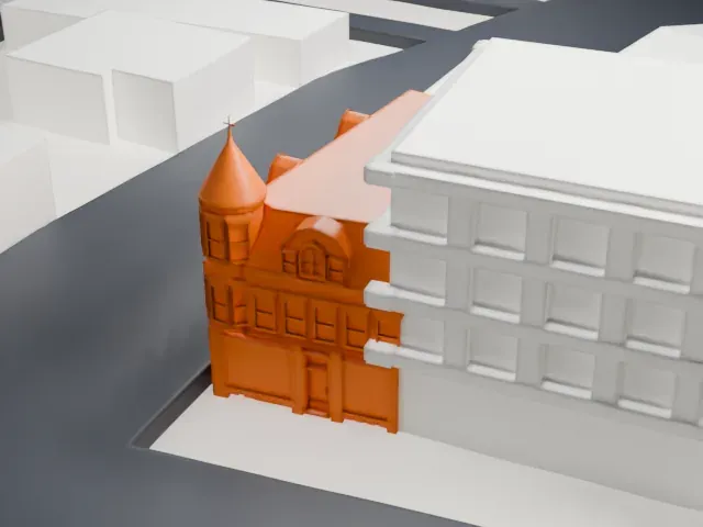 Moore's Building model, South view