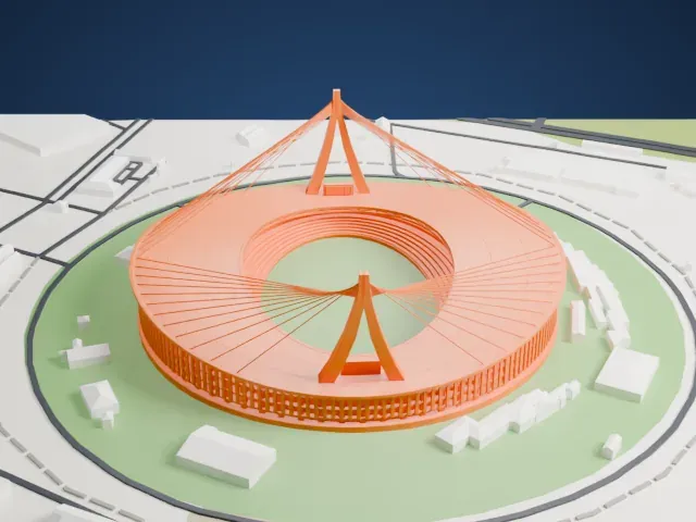 Morodok Techo National Stadium model, North view