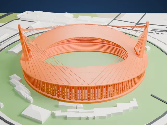 Morodok Techo National Stadium model, West view