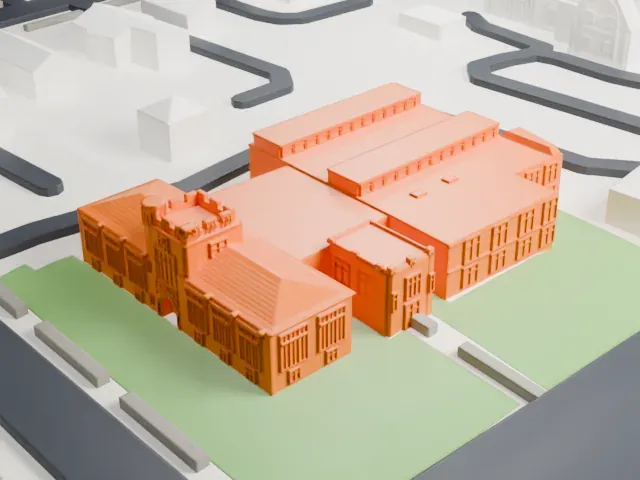 Morristown and Morris Township Library model, East view