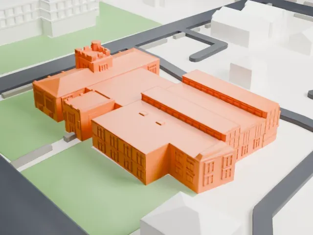 Morristown and Morris Township Library model, North view
