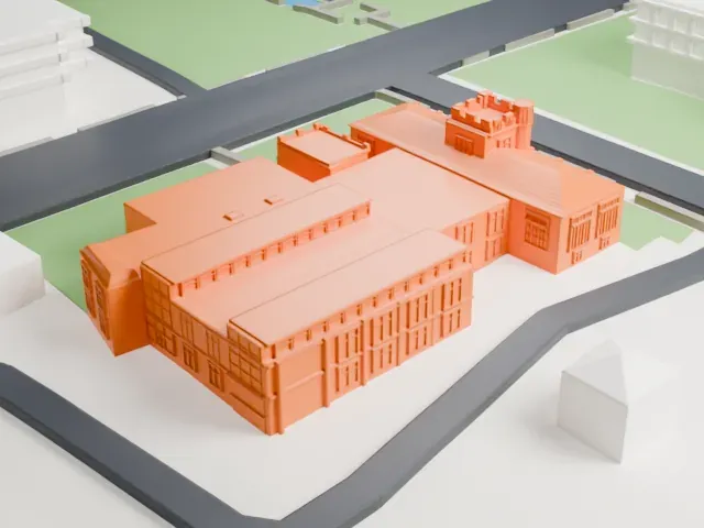 Morristown and Morris Township Library model, West view
