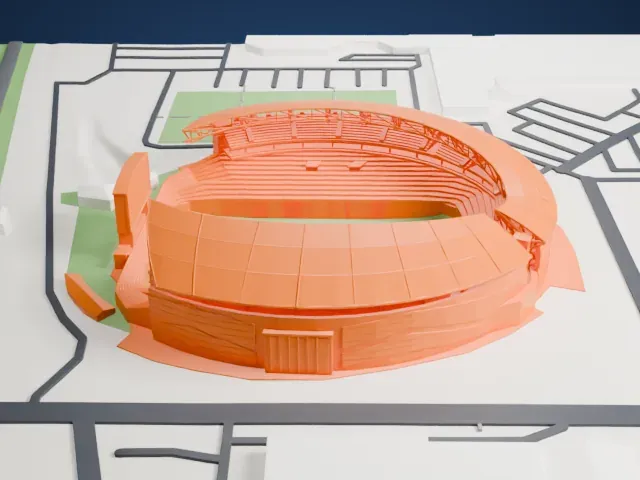 Mosaic Stadium model, East view