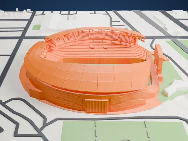 Mosaic Stadium model, West view