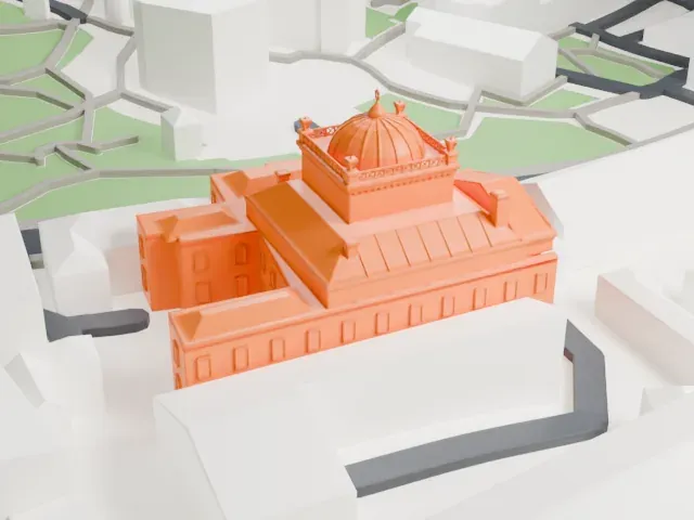Moscow Choral Synagogue model, West view