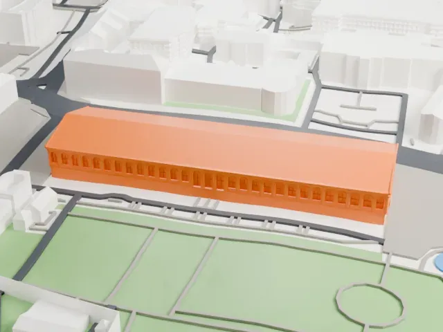 Moscow Manege model, East view
